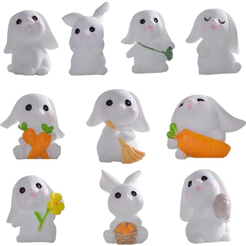 YouXiaor Mini Figuras de Conejito,20PCS Miniatura Figuras de Conejo de Pascua,Adornos de Figuras de Conejo,Mini Decoraciones de Conejito para Decoración de Pasteles,Decoraciones de Pascua