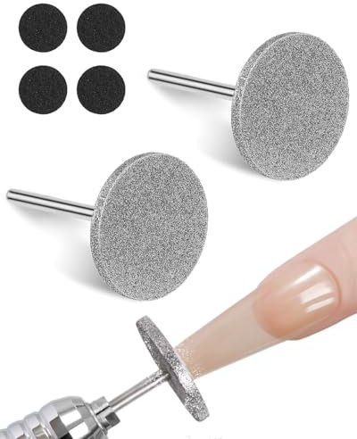TPZORJX Punte per fresa per unghie,2 pezzi, disco abrasivo per manicure con 4 levigatrice per piedi da 20 mm, carta vetrata professionale, per unghie Pelle morta Tacco