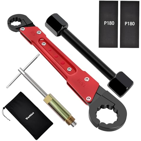 Vorhixa 6 Pcs Plumbing Tools Kit with Angle Stop Wrench & 1/2-Inch Compression Sleeve Puller, Professional Plumbers Wrench, Sandpaper and Storage Bag for Frozen/Corroded Angle Stop