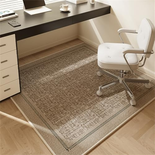 Surwin Alfombra para Silla de Oficina para Suelos Duros, Estética Europea Protector Suelo Silla Ruedas Antideslizante Resistente a los Arañazos, Alfombra para Silla de Gaming (Marrón,90x120cm)