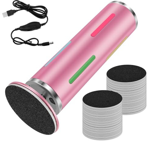 BAODBF Elektrischer Hornhautentferner für Tote Harte Rissige Haut,Hornhautentferner Elektrisch mit 60 Ersatz Schleifkopf,Fußpflegegerät Pediküre für Tägliche Fußpflege,Rosa