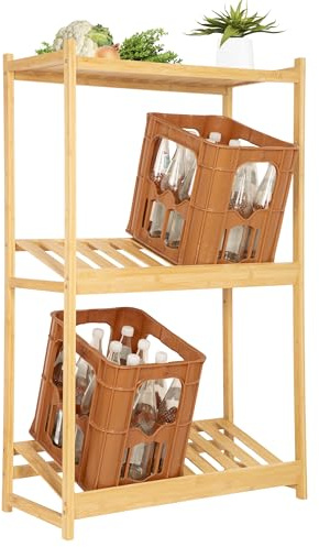 ONVAYA® Bambus-Kastenständer ǀ 50 kg Maximalgewicht pro Ebene ǀ robust und stabil ǀ für Getränkekisten und Flaschen ǀ modernes Design ǀ Regal für Getränkekisten