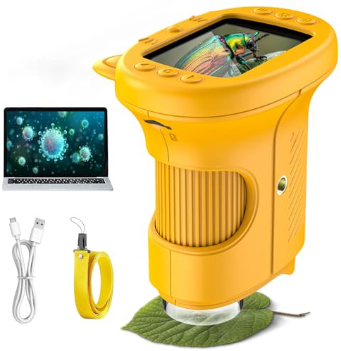 OAEBLLE Microscopio per Bambini 1000X con Schermo 2.4″ e Video 4K, Kit Scientifico Educativo con Luce LED e USB, Ideale come Regalo di Natale o Compleanno, Gioco STEM per Scuola Primaria (3-12 Anni)