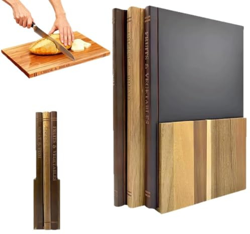 Taglieri decorativi per cucina, set di taglieri in legno che sembrano libri, taglieri a forma di libro con supporto, per formaggio, carne, verdure