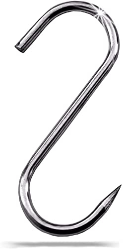 Fuchs Ganci per carne in acciaio inox 140 mm 5 pezzi robusti e durevoli ganci in acciaio INOX antiruggine per tutti gli scopi ganci per affumicatura di alta qualità (140 mm di lunghezza 5 pezzi)