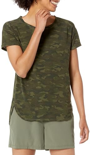 Amazon Essentials Camiseta Studio Ligera, Holgada y con Cuello Redondo (Disponible en Tallas Grandes) Mujer, Verde Oliva Camuflaje, XXL