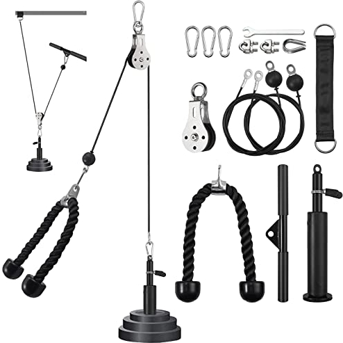VINTEAM Latzug Fitness Kabelzug Seilzug Fitness Set Trizeps Seil Armtrainer Latzugturm Unterarmtrainer Latzug Griff Stahlkabel Arm-Krafttraining Handgelenk-Trainer Home Gym Training Fitnessgeräte