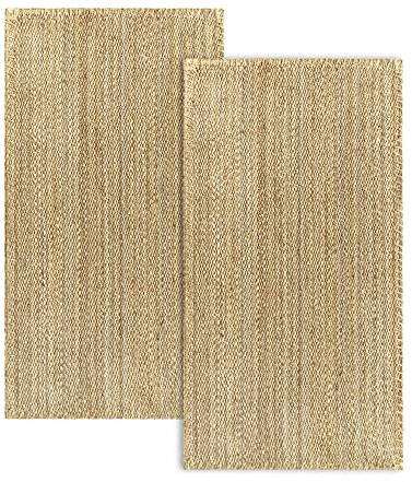 HAMID - Pack 2 Alfombras de Yute Granada 100% Fibra de Yute Natural - Alfombras Suave - Tejida a Mano - Alfombra de Salón, Comedor, Dormitorio, Pasillos, Entrada - Natural (150x80cm) 2uds…