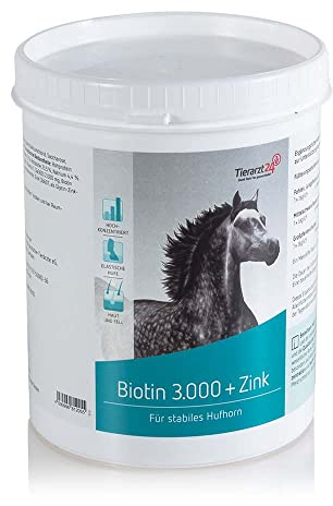 Tierarzt24 BIOTIN 3000 Plus Zink aktiviert das Hufhornwachstum und verbessert das Haarkleid von Pferden - 1 kg