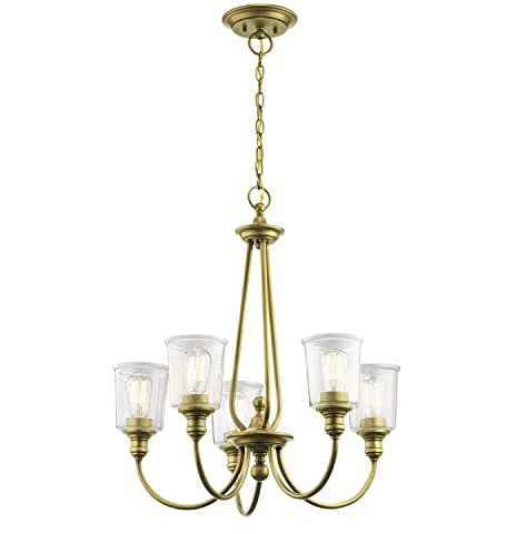 Licht-Erlebnisse Kronleuchter in Messing Glasschirm Metall Jugendstil Ø66cm Hängelampe Wohnzimmer Esszimmer LIODA
