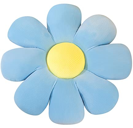Katutude Blumen Plüschkissen, Süßes Blumenform Sitzkissen Blumen Bodenkissen Weiche Stuhl Kissen Sitzpolster Sofakissen Überwurfkissen für Schlafzimmer Hause Garten Büro (Blau, 40cm)