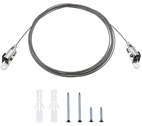 Micro Traders Rope Tension Kit 5 Meter Stainless Steel Wire Rope Adjustable Curtain Rope Home Accessories for Suspension Frames Mirrors Artworks