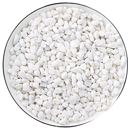 Coyanyu Dekorative Steine Weiß Kieselsteine Dekogranulat Kleine Dekosteine Marmorsteine Natürliche Zierkies Deko Steine für Vasenfüller Topfpflanzen Aquarium Garten Balkon (6-9mm, 1kg/2,2 Pfund)