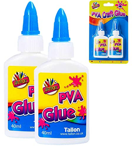 2PCs Creative Activity PVA Glue Bottles 40ml— Non-Toxic PVA Glue for Crafting Adhesive Arts and Crafts for Kids Clear PVA Glue