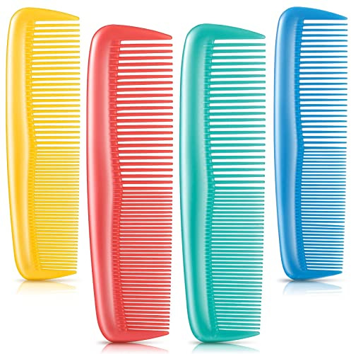 Patelai 4 Pcs Hair Combs Men Plastic Pocket Gents Combs, Multi Color | Standard Tooth Detangling, Dual Sided Styling, Portable Barber Salon, Grooming Tool, for Women Men, Compact Pocket Dressing