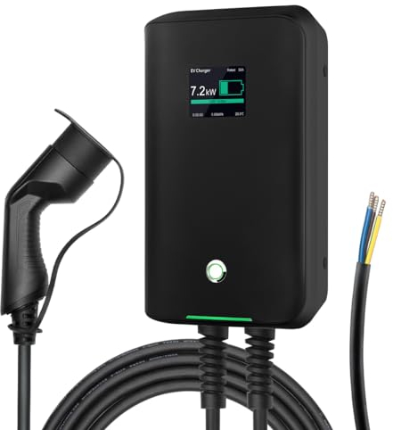 astoneves EV Ladegerät 7kW Wallbox, 32A 1 Phase Elektroauto Ladestation mit 6,1m ladekabel elektroauto typ 2 schuko, Für Renult S,Scenic,Megane,Model Y/3,E-C3,E-208,E-2008,EX30,XC60,MG4