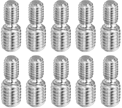 PATIKIL M6x10mm to M8x10mm Double End Threaded Stud Screw Bolt, 10 Pack 304 Stainless Steel Rod Bolts Thread Reducer Adapter for Furniture Fastener, Hardware Connectors