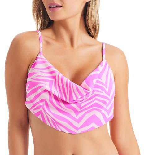 Jessica Simpson Cowl Neck Bikini Top Swimsuit Haut, Tulipe, Taille M Femme