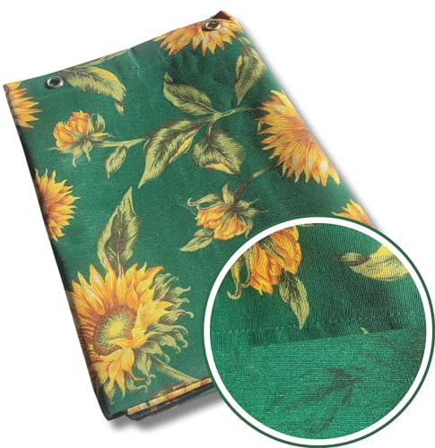 Tenda Sole Esterno Balcone Terrazzo Veranda Gazebo Portico, Double Face Verde o Verde con Disegno Girasoli, Resistente e Lavabile, Cotone Durevole (Girasole, 145x290)