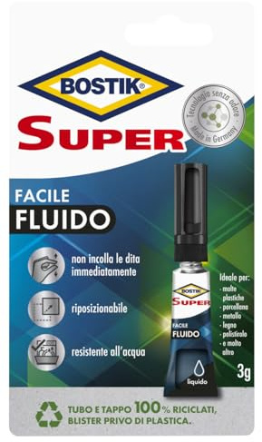 Bostik Super Facile Fluido (Odor Free) colla istantanea universale senza odori, confezione riciclata 3g