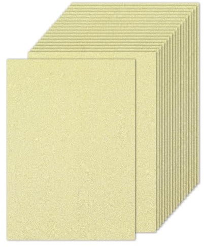 PATIKIL 20 Fogli Cartone Glitterato Oro Chiaro 8.5 x 11 pollici, 250gsm Rettangolo Carta Premium Cartoncino Colorato per Scrapbook Carta Fai da Te Arte Matrimonio Festa