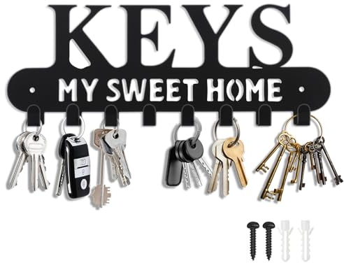 Guittly Key Holder Wall Mounted, Metal Key Racks Self Adhesive or Drill, Wall Key Hangers for Hallway Mudroom