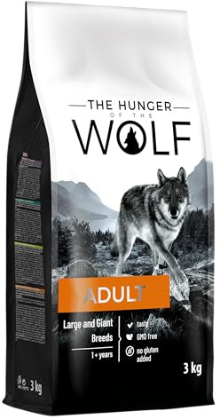 The Hunger of the Wolf Croquettes pour chiens adultes de races de grande et très grande taille, formule au poulet pour une meilleure santé articulaire, 3kg