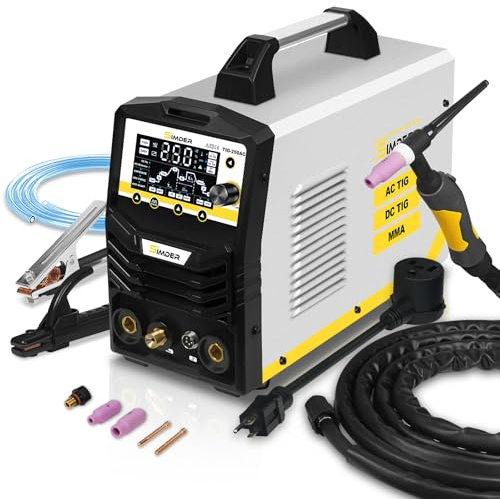 SSimder Saldatore TIG 6 in 1 AC TIG/DC TIG/Pulse TIG/SPOT TIG/Stick Dual Voltage Saldatore in alluminio 110 V/220 V TIG Saldatrice per fai da te Home Garden Manutenzione