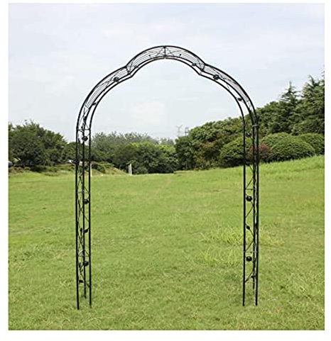 WFENG Wrought Iron Pergola Arbor,Wedding Garden Arch,Rose Flower Stand for Outdoor Climbing Frame,Yard Party Decoration/Black / W189cm×H250cm