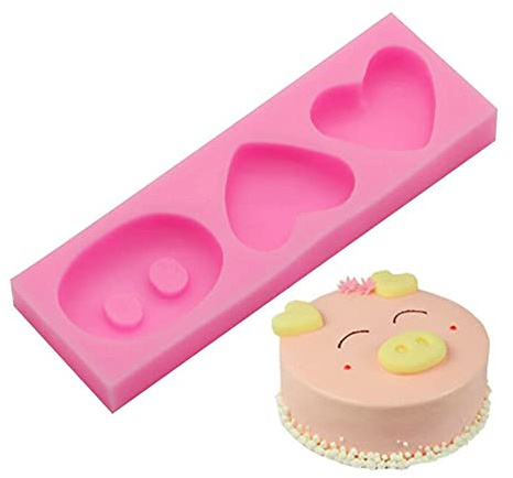 Cestony Pig Nose Ears Shape Silicone Molds for DIY Cake Fondant Biscuit Cookies Soap Sugar Pudding Chocolate Hard Candies Dessert Candle Decor