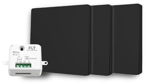 Wireless and battery-free switch, self-powered, ecological, pro quality, RF kit, 3 wall remote control, 1 mini remote control, built-in radio, long distance, indoor outdoor IP64