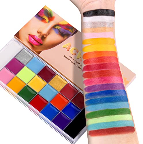 ACWOO 20 Farben Halloween Schminke, Halloween Make up Set, Face Bodypainting Farben Set, Theaterschminke, Faschingsschminke Face Paint, Gesichtsfarbe Körperfarben Set für Halloween Fasching Karneval