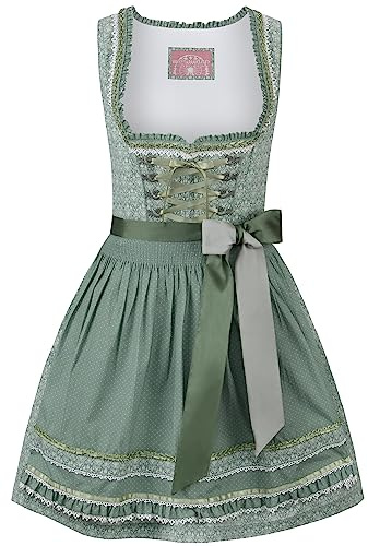 Stockerpoint dam Dirndl Amber I storlek 34–54 I Traditionell klänning med kärleksfulla detaljer och fickor I Bekväm och lätt att rengöra I Perfekt för dräkter och festligheter, Salvia, 44