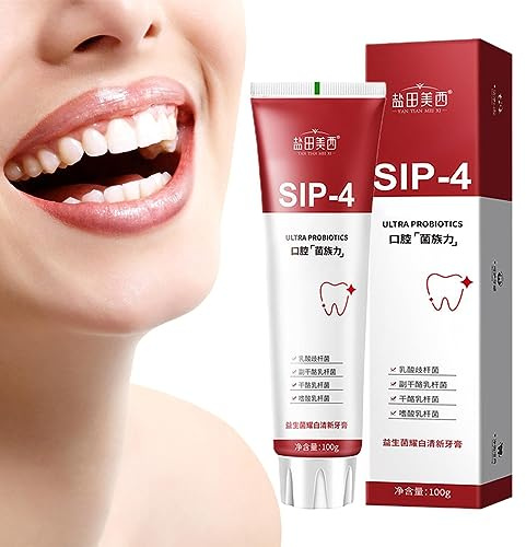 Sip-4 Zahnpasta - Sip 4 Probiotische Zahnpasta zur Fleckenentfernung,Freshen Breath Zahnpasta, Zahnaufhellungs-Zahnpasta zur Entfernung von Zahnaufhellungsflecken Mingchengheng
