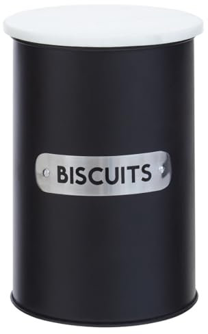 Premier Housewares Chic Design Biscuit Canister | Functional Design Metal Canister For Livingroom | Durable Stainless Steel Canister For Ingredients | Sturdy Canister For Biscuits