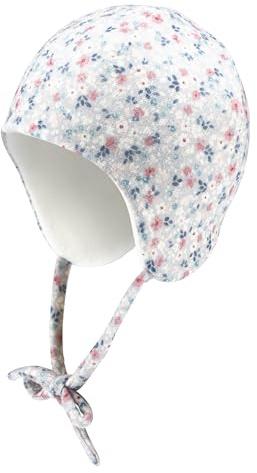 Sterntaler Inka Mütze mit Streublumen - Mädchen Babymütze mit angeschnittenen Ohrenklappen und Bindeband - Wintermütze, gefüttert mit Baumwollfleece - hellblau, 45