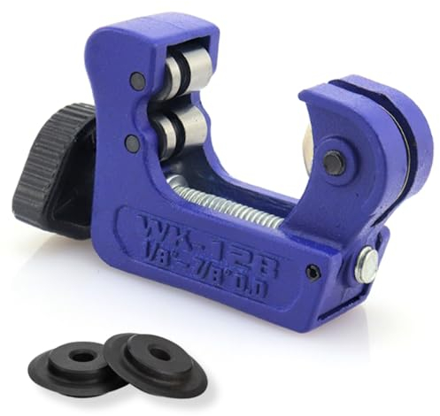 GOLDMAN SERVICE | Mini Cortatubos Cobre Herramienta Aire Acondicionado Fontanería Profesional + 2 Cuchillas Recambio. Tubos Cobre Aluminio PVC Tamaño: (3-22 mm)