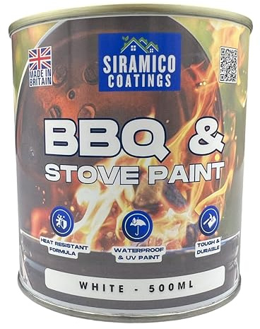 SIRAMICO COATINGS BBQ & Stove Paint - High Temperature Paint 1000°c (White, 500ml)