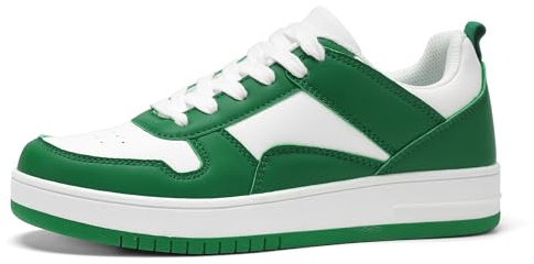 LUCKY STEP Women Fashion Sparkle Rhinestone Sneakers White Leather Low Top Tennis Shoes Lace Up Casual Comfortable Walking Shoe