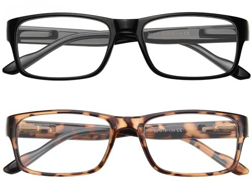 Gaoye 2 confezioni di occhiali da lettura per donne e uomini con filtro luce blu, occhiali ottici da vista, aiuto alla lettura per donne e uomini