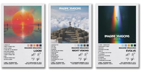 Changsae 3 pósteres de Imagine Dragons Music Rock Band Album Poster Wall Art Canvas Posters Decorativos Estéticos Pósteres Decorativos Pósteres Decorativos de 20 x 30 cm (20 x 30 cm), 3 piezas
