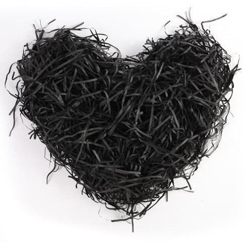 Lyaor 200 Grammes Papier Déchiqueté Remplissage de Cadeau Papier de Raphia Papier Déchiqueté du Colis Emballage Décoration de Cadeau Boîte pour Noël/Anniversaire/Saint-Valentin/Fête - Noir