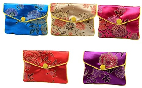 HAWILLOSCH 12piezas Bolsas De Satén Chino Para Joyería Decoración De Bodas y Fiestas Bolsitas Para Collares y Pendientes Elegantes y Prácticos