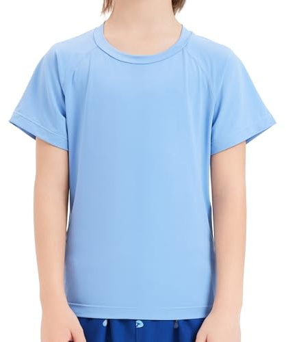 TBoonor T-Shirt UV Enfant - Tshirt Rashguard à Manches Courtes pour Garçons | Maillot de Bain Enfant Séchage Rapide - T-Shirt de Protection UV Garçon UPF 50+
