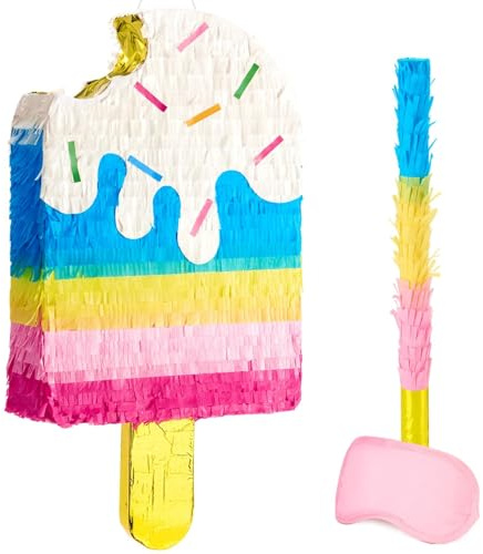 Summer Ice Cream Piñata con palo y antifaz