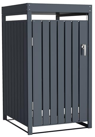 AXI Leon Cache Poubelle Métallique Anthracite/Jardinière - Abri Poubelle pour 1 conteneur - Max. 240L - Abri Poubelle Extérieur avec Excellente Ventilation
