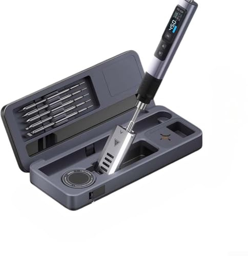 CYRENT Kit saldatore HS-02 100 W portatile banco da lavoro scatola di immagazzinaggio con display LCD Type-C PD ricarica DC9-24V Controllo della temperatura (HS-02A alto)