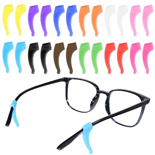 Zelphvt 12 Pairs 12 Color Anti-Slip Glasses Ear Hook Silicone Ear Hooks for Glasses Comfortable Eyeglass Tip Silicone Protectors Ears Hooks for Glass Sunglasses & Reading Glass Accessories