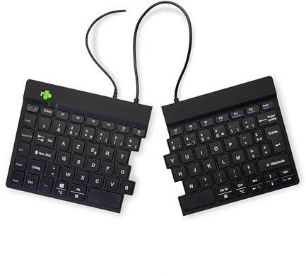 R-Go Clavier Ergonomique Filaire, avec indicateur de Pause, Deux Parties, Clavier séparé, Split Keyboard, Clavier français AZERTY, USB-C/A, Compatible avec Windows/MacOS, Noir, Version 2