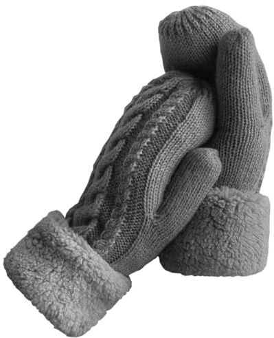 Whiteleopard Women's Winter Gloves Warm Lining - Cozy Wool Knit Thick Gloves Mittens in 11 color(dark gray)